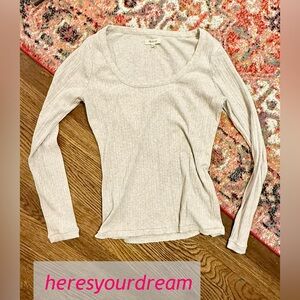 Madewell Ribbed Knit Top in Beige
